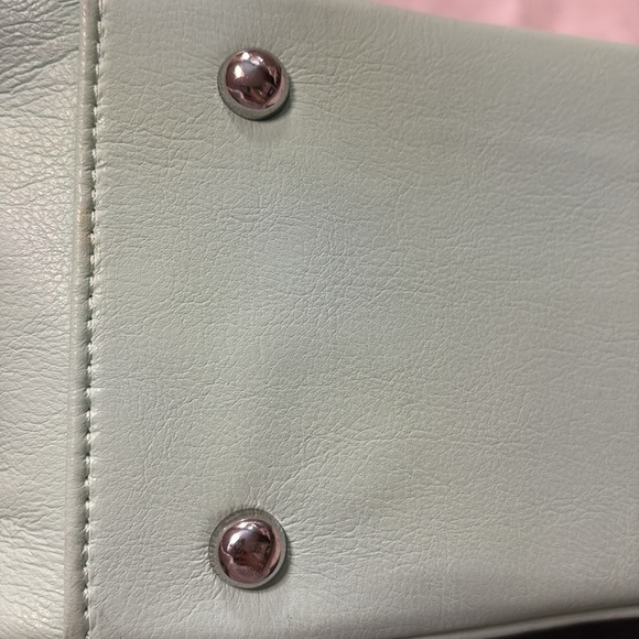 Ecostitch vegan leather Mint Grn puffy woven Tote top handles cross body strap - Picture 9 of 16